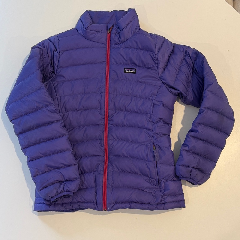 Patagonia Purple Puffer Jacket with Pink Zipper